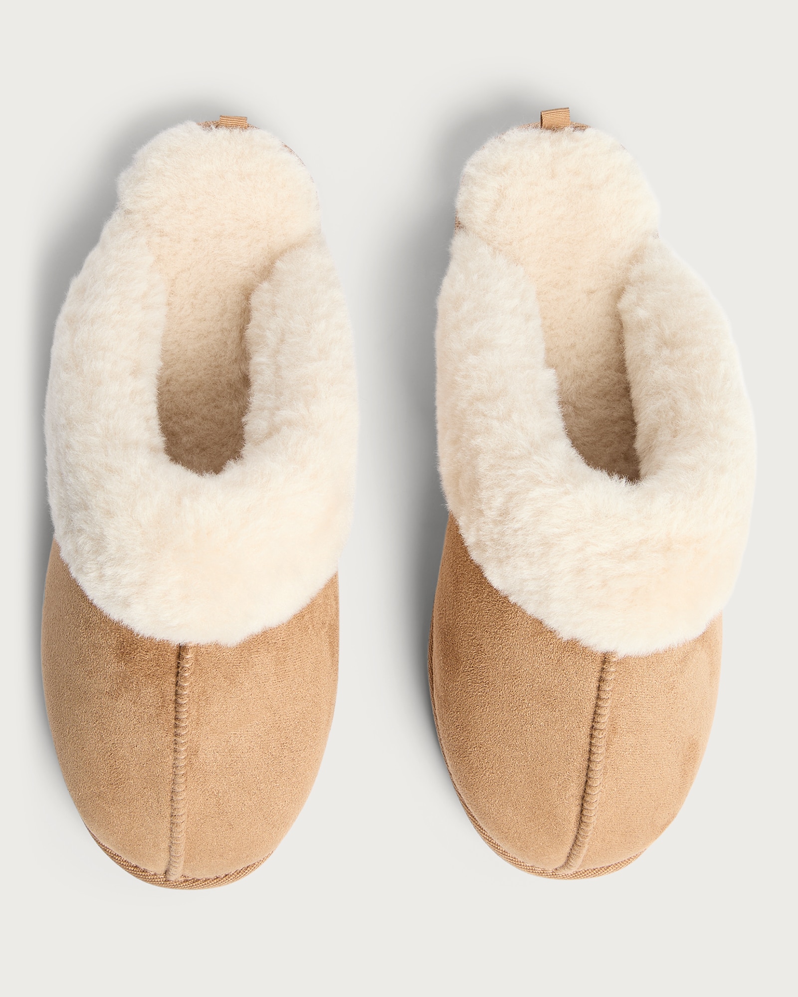 F&F Faux Shearling Lined Backless Slippers in Tan thumbnail 2