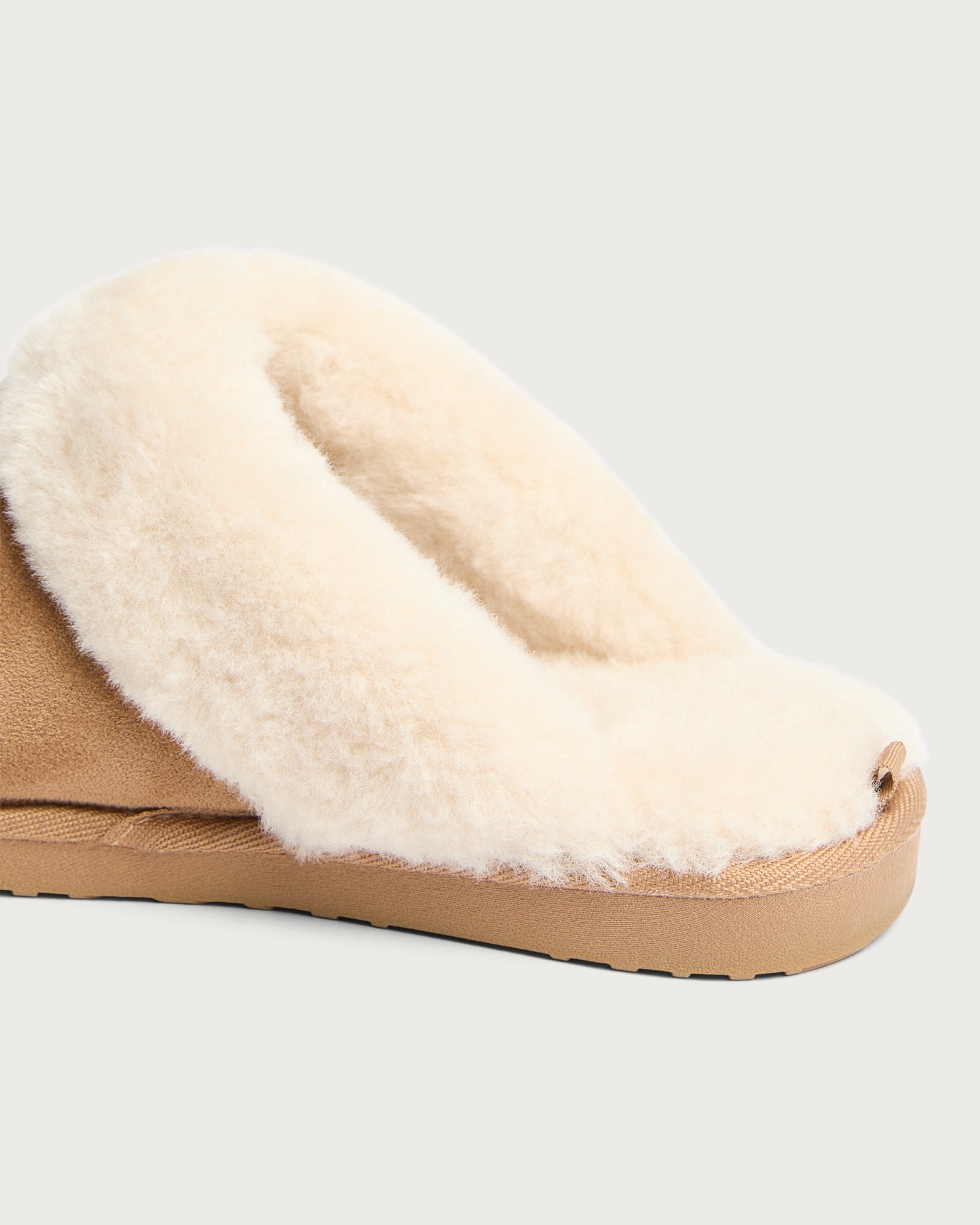 F&F Faux Shearling Lined Backless Slippers in Tan thumbnail 3