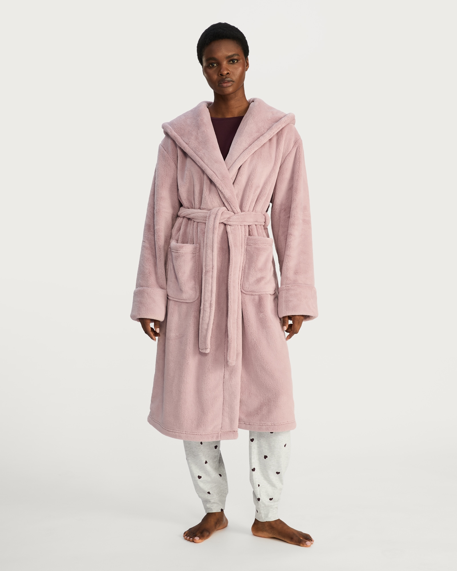 F&F Hooded Dressing Gown in Pink