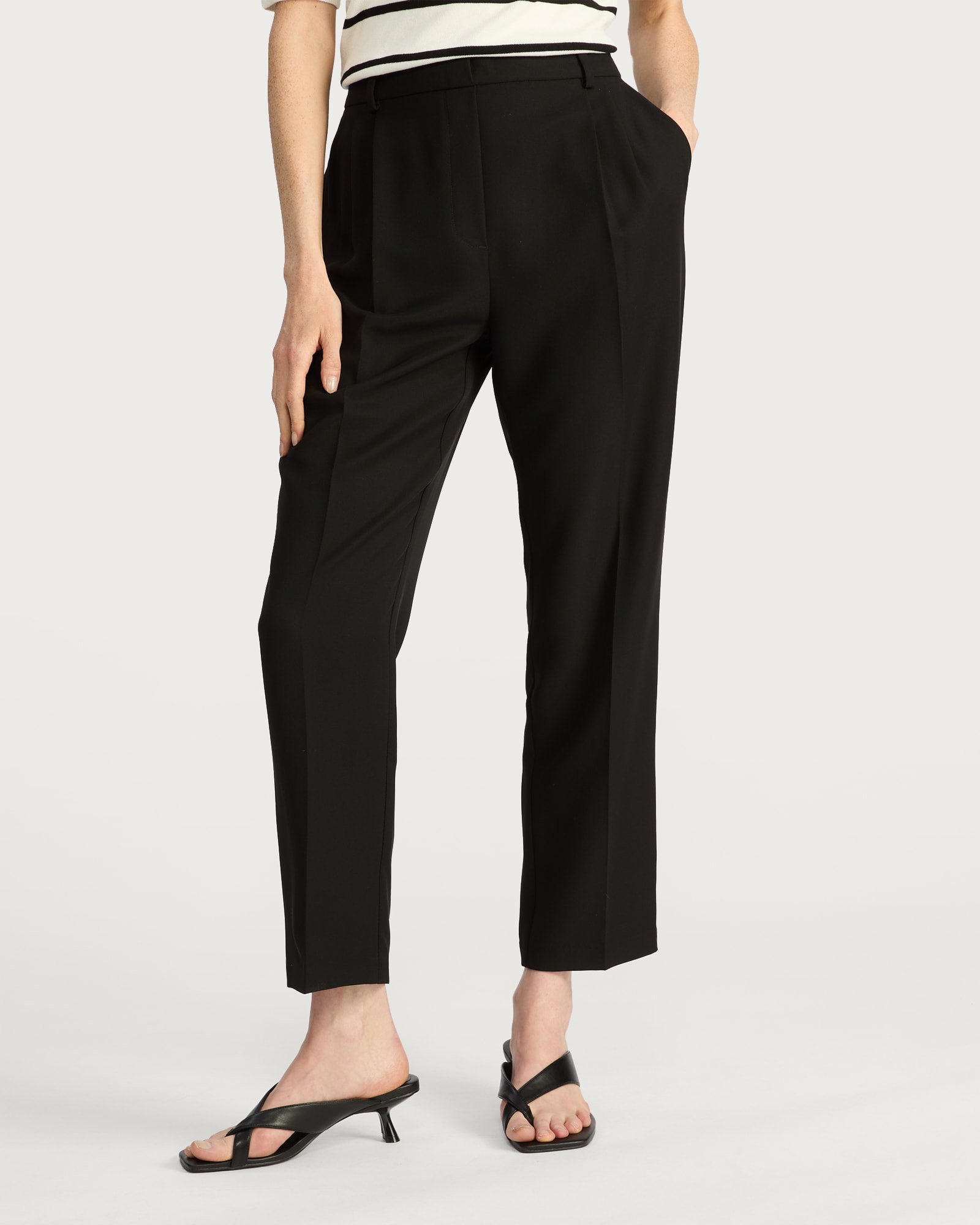 F&F Double Pleat Tapered Trousers in Black