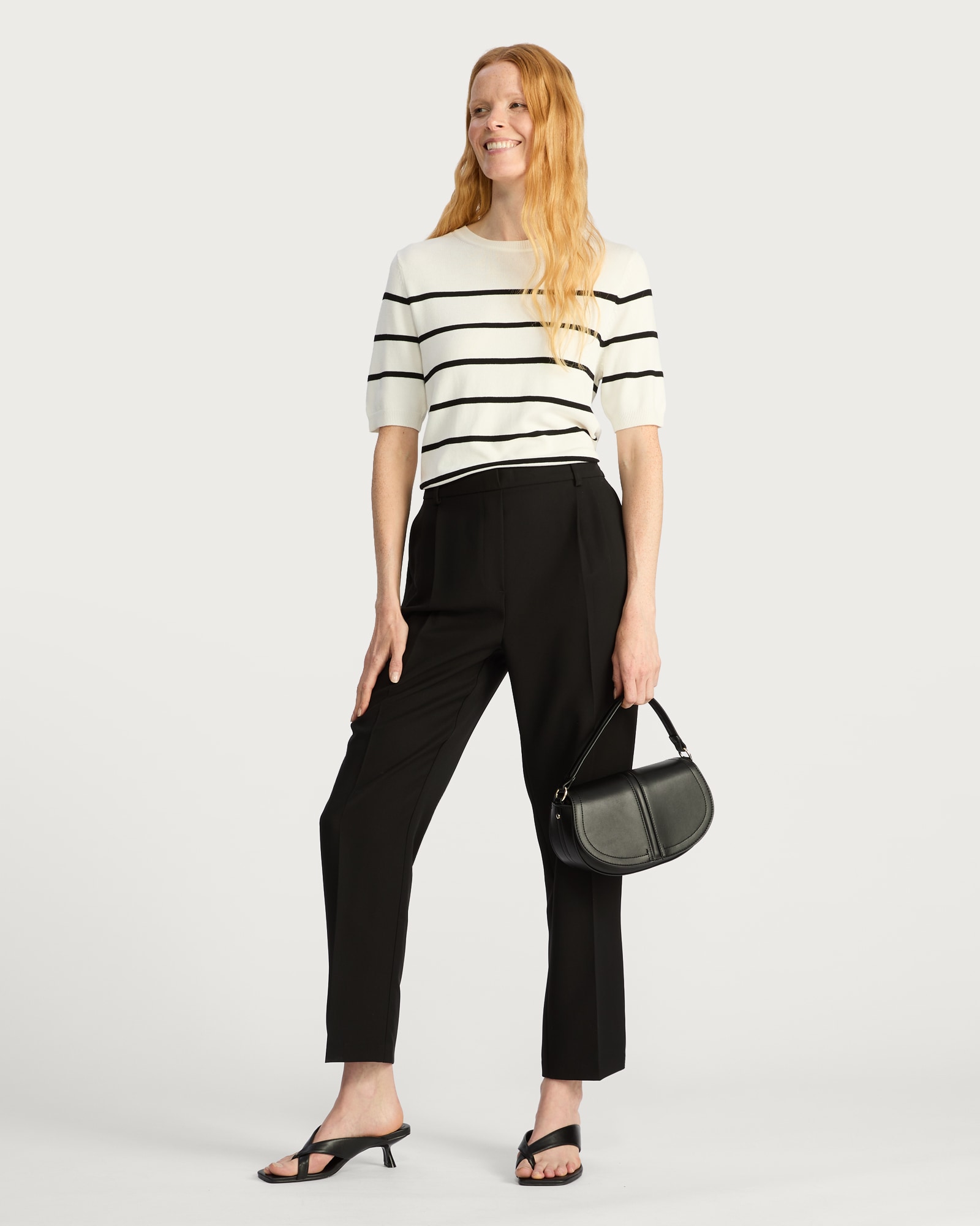 F&F Double Pleat Tapered Trousers in Black thumbnail 2