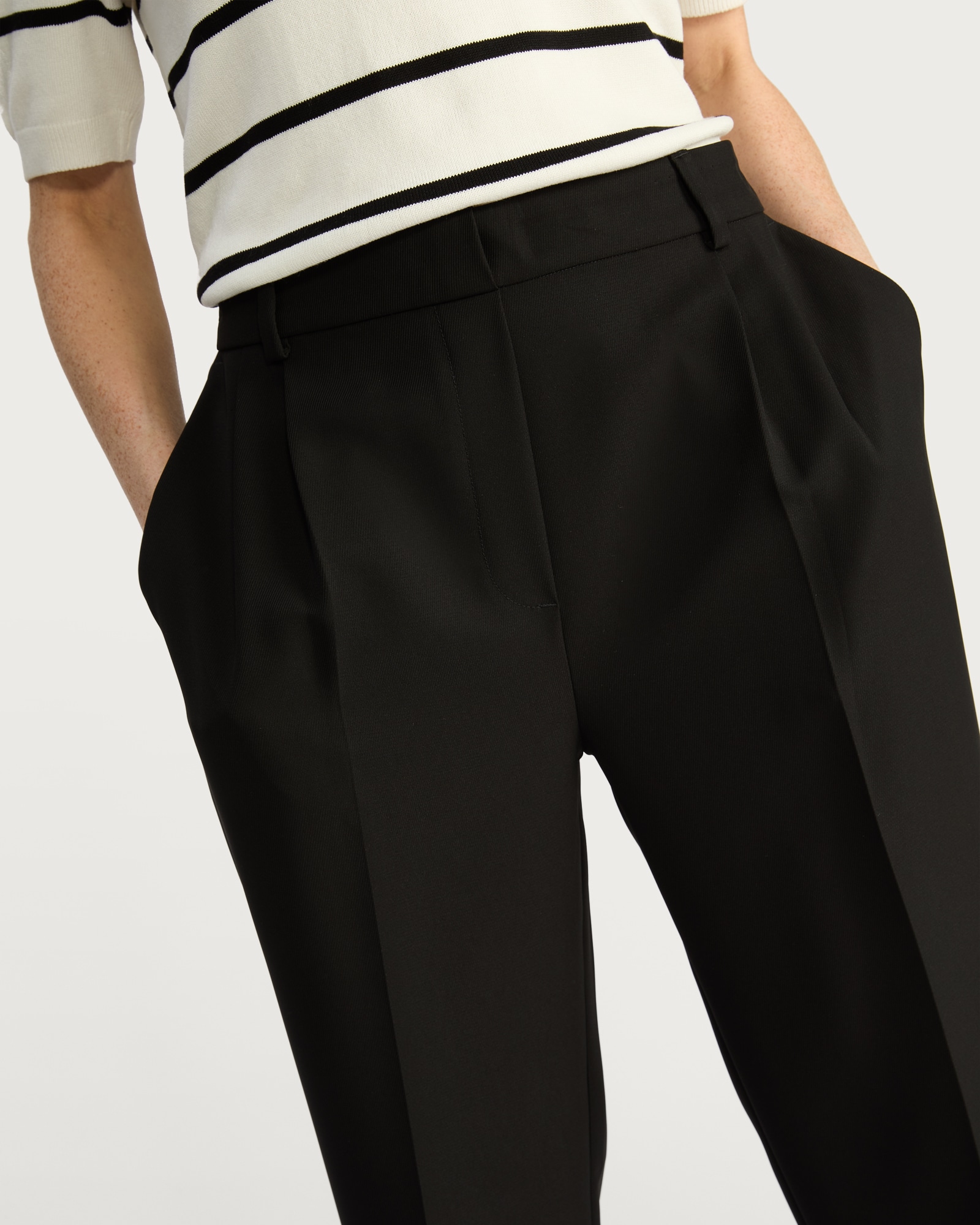F&F Double Pleat Tapered Trousers in Black thumbnail 3