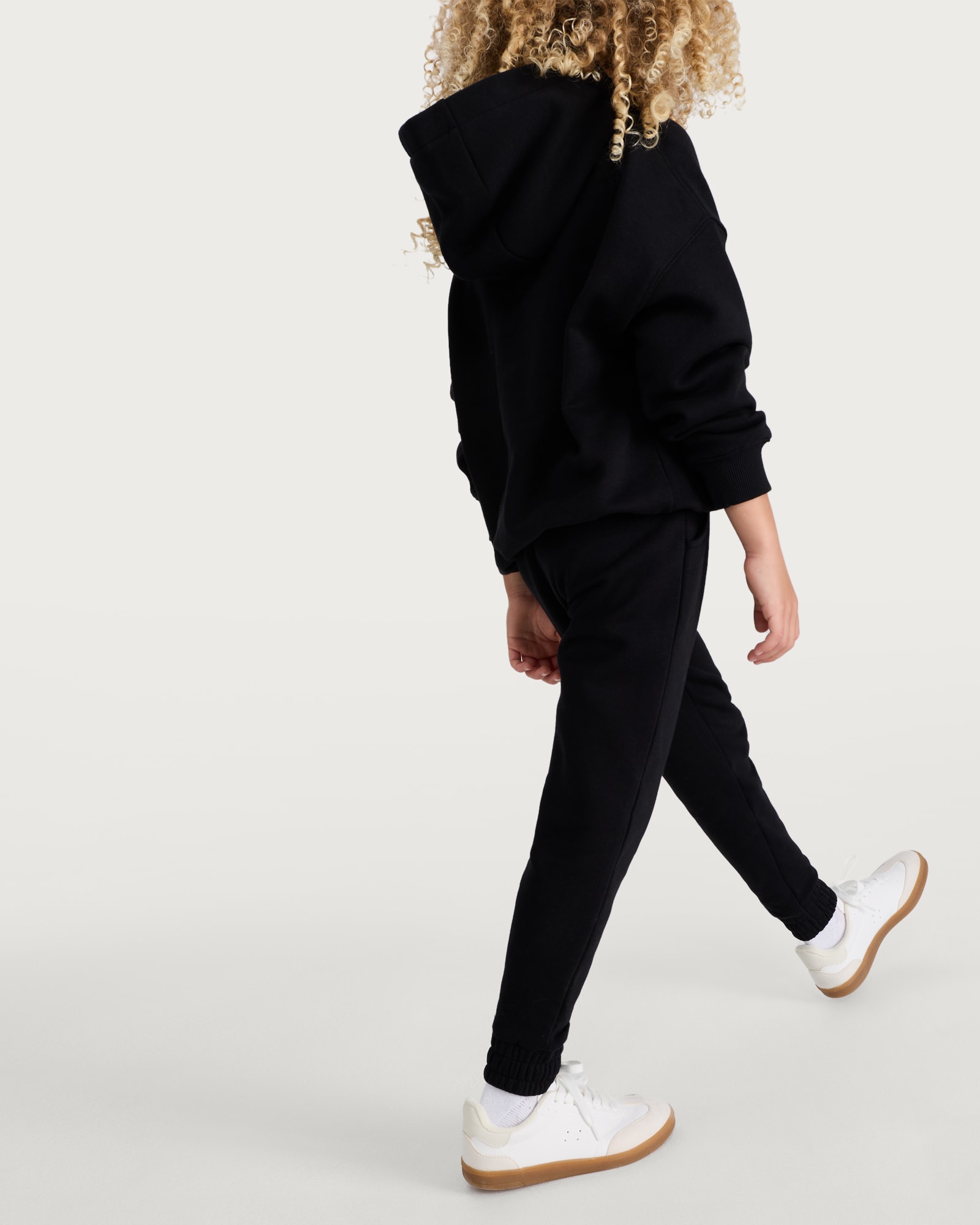 F&F Girls Cotton Rich Elasticated Waist Cuffed Joggers in Black thumbnail 4