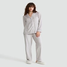 F&F Fleece Textured Shirt and Bottoms Pyjama Set in Purple thumbnail 2