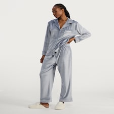 F&F Fleece Pocket Front Pyjama Set in Blue