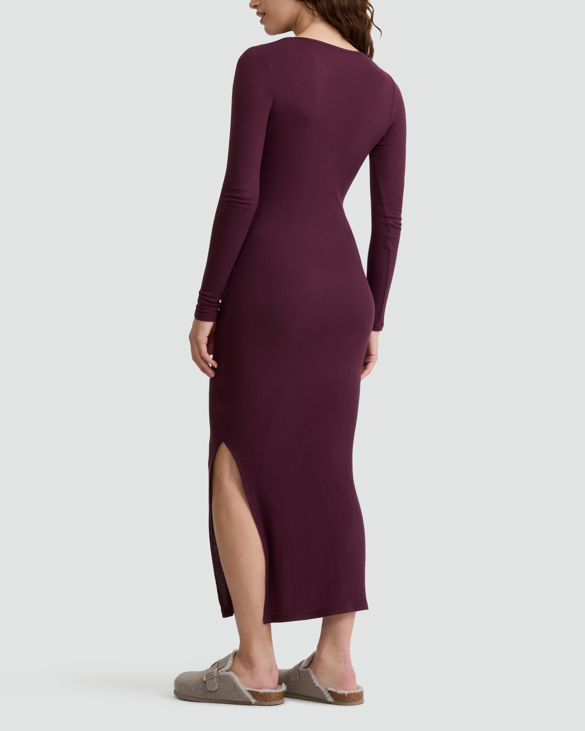 F&F Ribbed Long Sleeved Pyjama Dress in Purple thumbnail 3