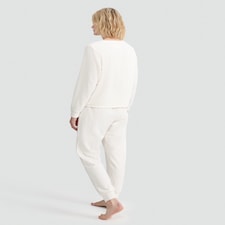 F&F Fleece Cable Texutred Top and Cuffed Bottoms Pyjamas in Cream thumbnail 3