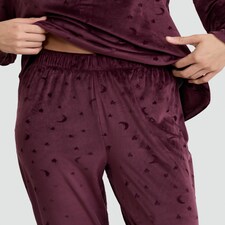 F&F Fleece Moon and Star Print Pyjamas in Burgundy thumbnail 2
