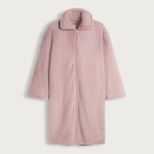 F&F Zip Up Fleece Dressing Gown in Pink thumbnail 4
