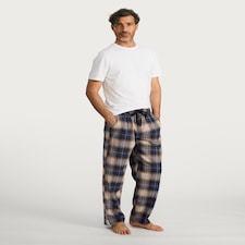 F&F Pure Cotton Check Print Drawstring Pyjama Bottoms in Navy