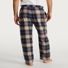 F&F Pure Cotton Check Print Drawstring Pyjama Bottoms in Navy thumbnail 3