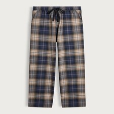 F&F Pure Cotton Check Print Drawstring Pyjama Bottoms in Navy thumbnail 4