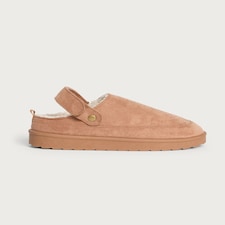 F&F Faux Suede Borg Lined Chunky Mule Slippers in Tan
