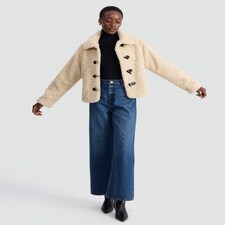 The F&F Edit Borg Textured Toggle Fastening Cropped Jacket in Neutral thumbnail 2