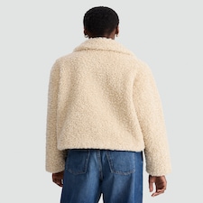 The F&F Edit Borg Textured Toggle Fastening Cropped Jacket in Neutral thumbnail 3