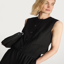 F&F Button Front Pocket Detail Waistcoat in Black