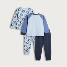 F&F Boys 2-Pack Pure Cotton Football Print Pyjama Set in Blue thumbnail 2