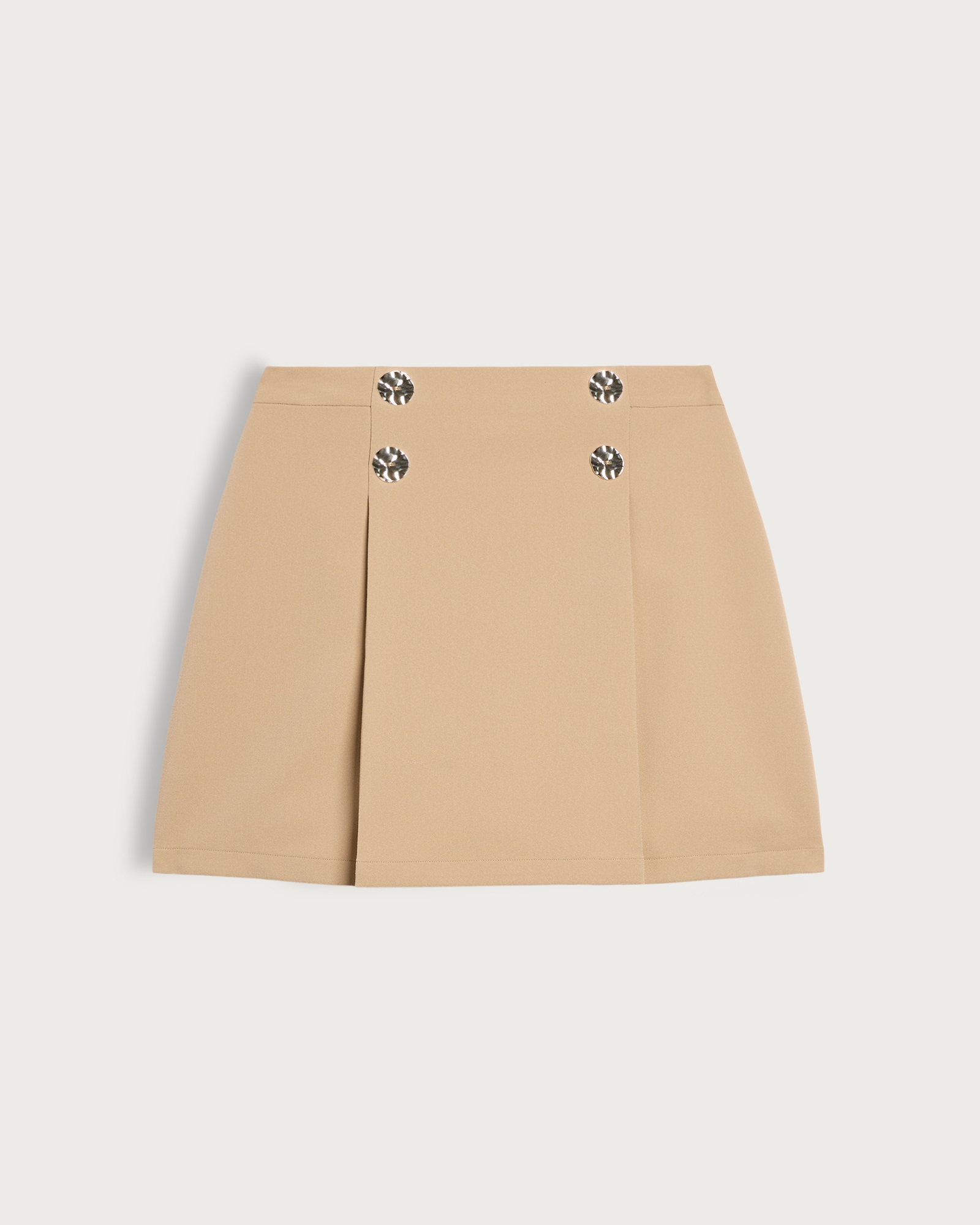 The F&F Edit Double Button Pleated Mini Skirt in Brown thumbnail 5