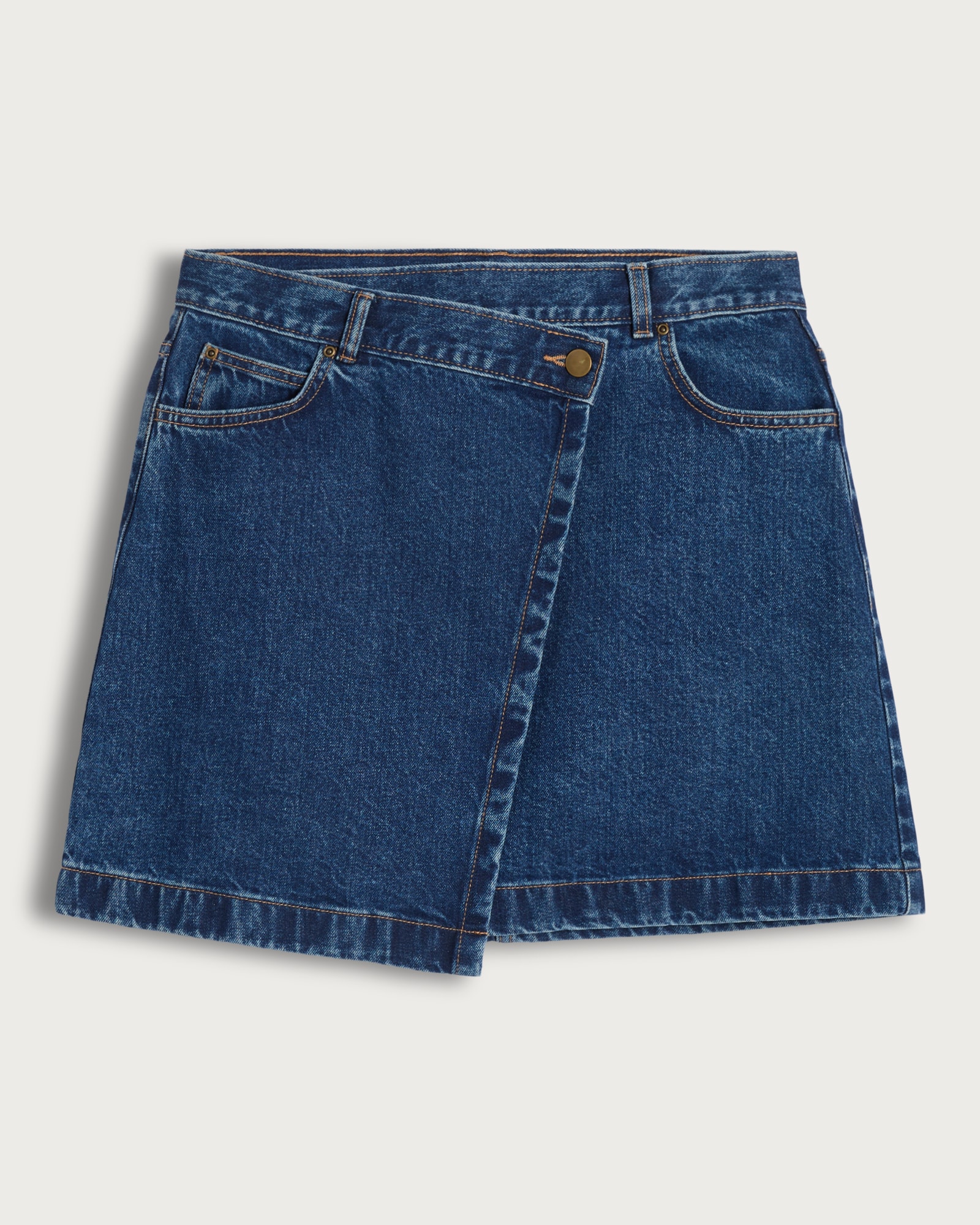 F&F Pure Cotton Denim Wrap Mini Skirt in Navy thumbnail 5