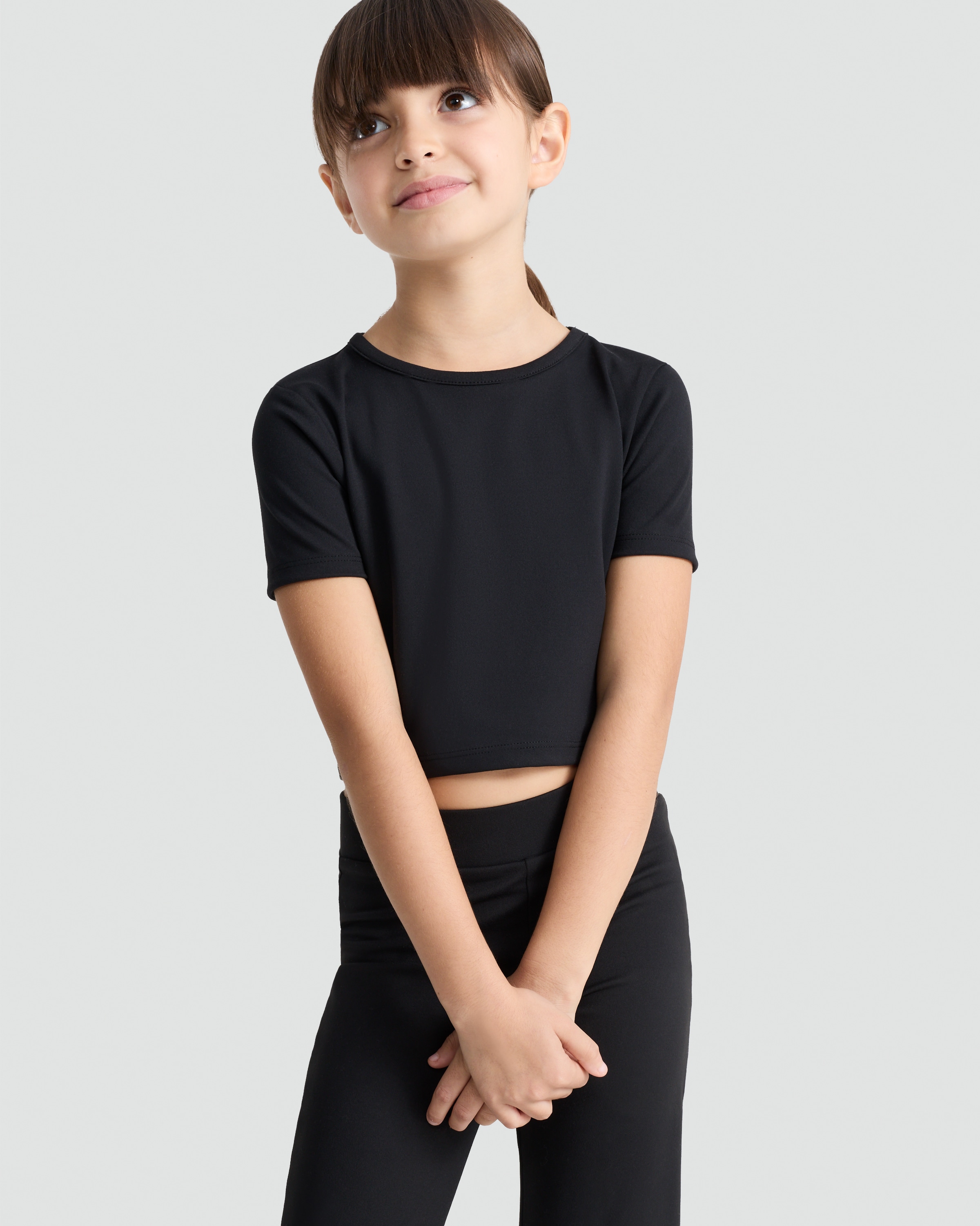 F&F Active Cropped Short Sleeved T-Shirt in Black