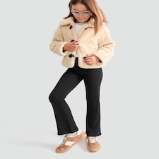 F&F Girls Cotton Rich Ribbed Flared Trousers in Black