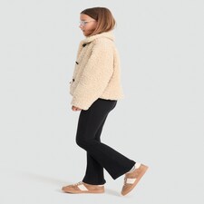 F&F Girls Cotton Rich Ribbed Flared Trousers in Black thumbnail 3