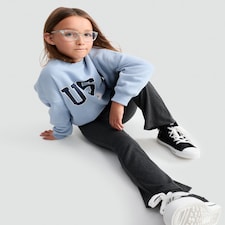 F&F Girls Cotton Rich Flared Leggings in Grey