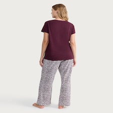 F&F Cotton Rich Cosy Days Top and Bottoms Pyjamas in Purple thumbnail 3