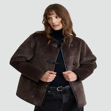 F&F Faux Fur Toggle Coat in Brown
