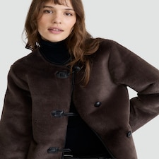 F&F Faux Fur Toggle Coat in Brown thumbnail 2