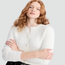 F&F Textured Pocket Front Button Up Cardigan in Cream thumbnail 2