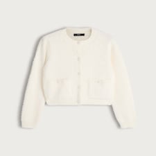 F&F Textured Pocket Front Button Up Cardigan in Cream thumbnail 4