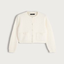 F&F Textured Pocket Front Button Up Cardigan in Cream thumbnail 4