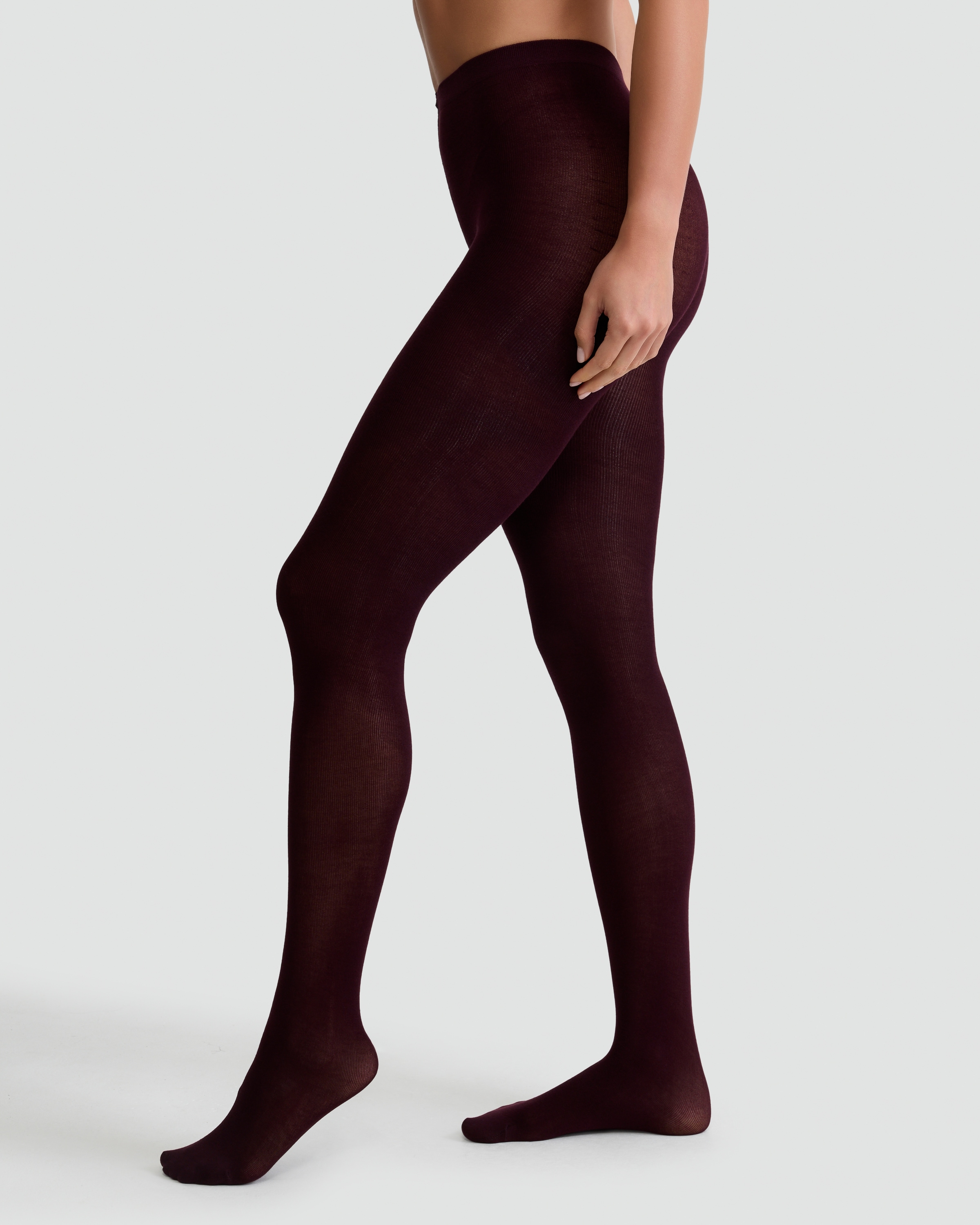 F&F 100 Denier Knitted Tights in Wine
