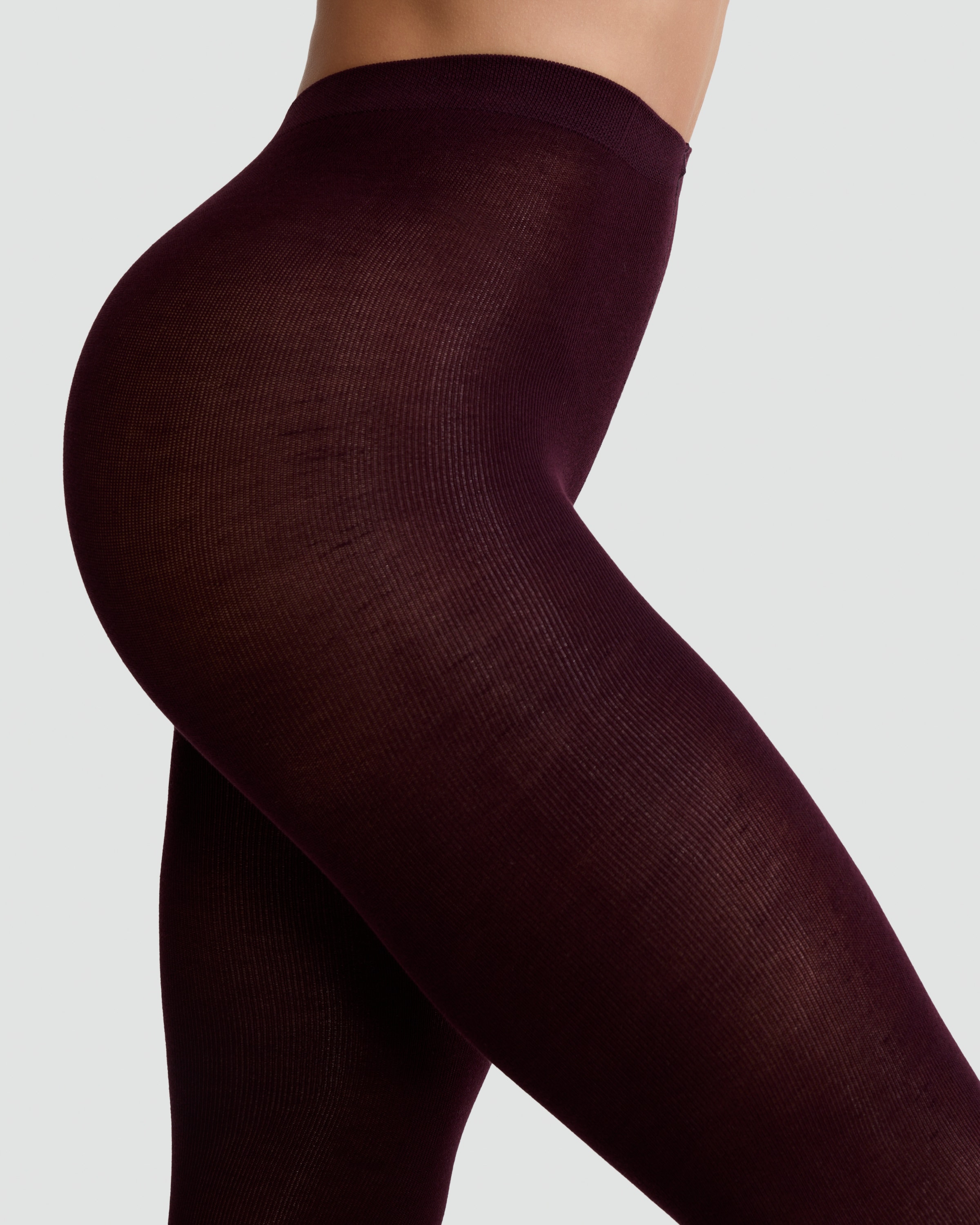 F&F 100 Denier Knitted Tights  in Wine thumbnail 2