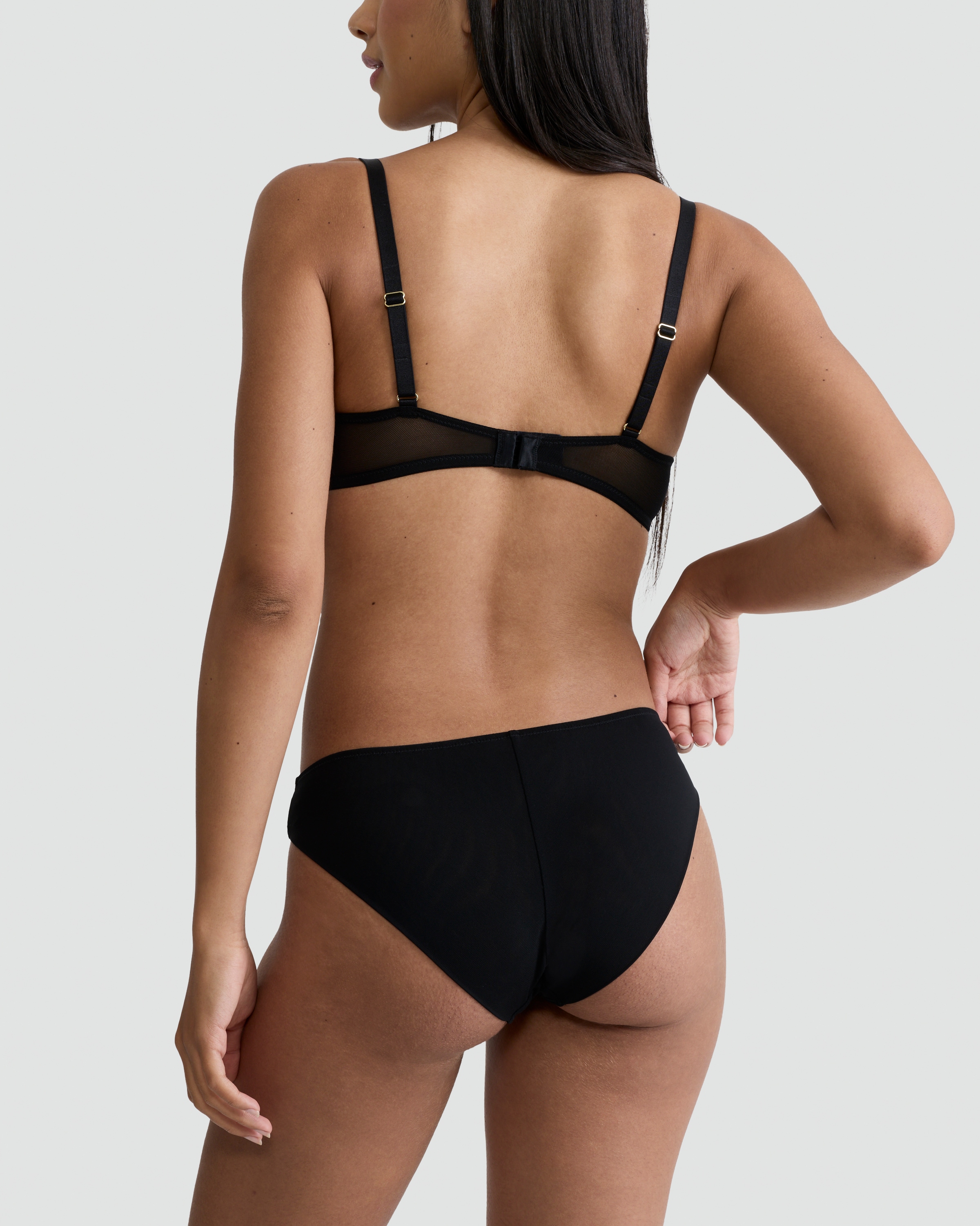F&F Embroidered Panel High Leg Knicker in Black thumbnail 3