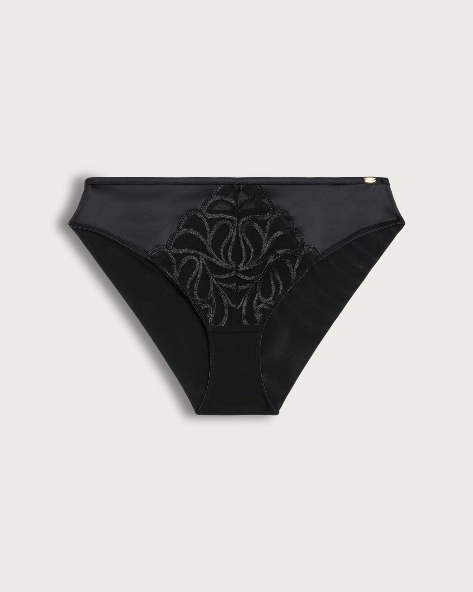 F&F Embroidered Panel High Leg Knicker in Black thumbnail 4