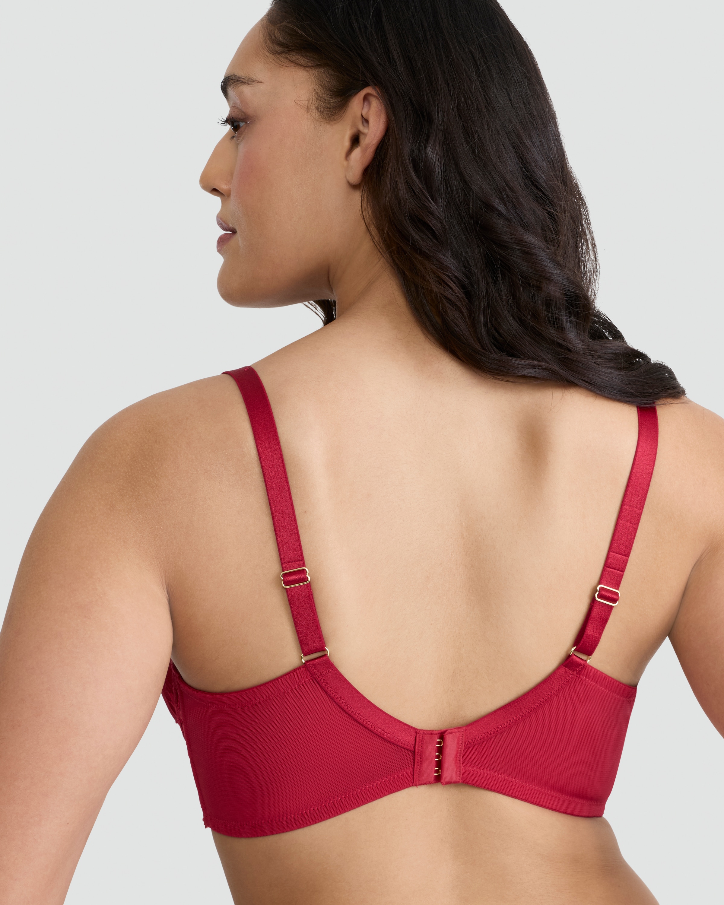 F&F Fuller Bust Floral Lace Detail Wired Plunge Bra in Red thumbnail 3