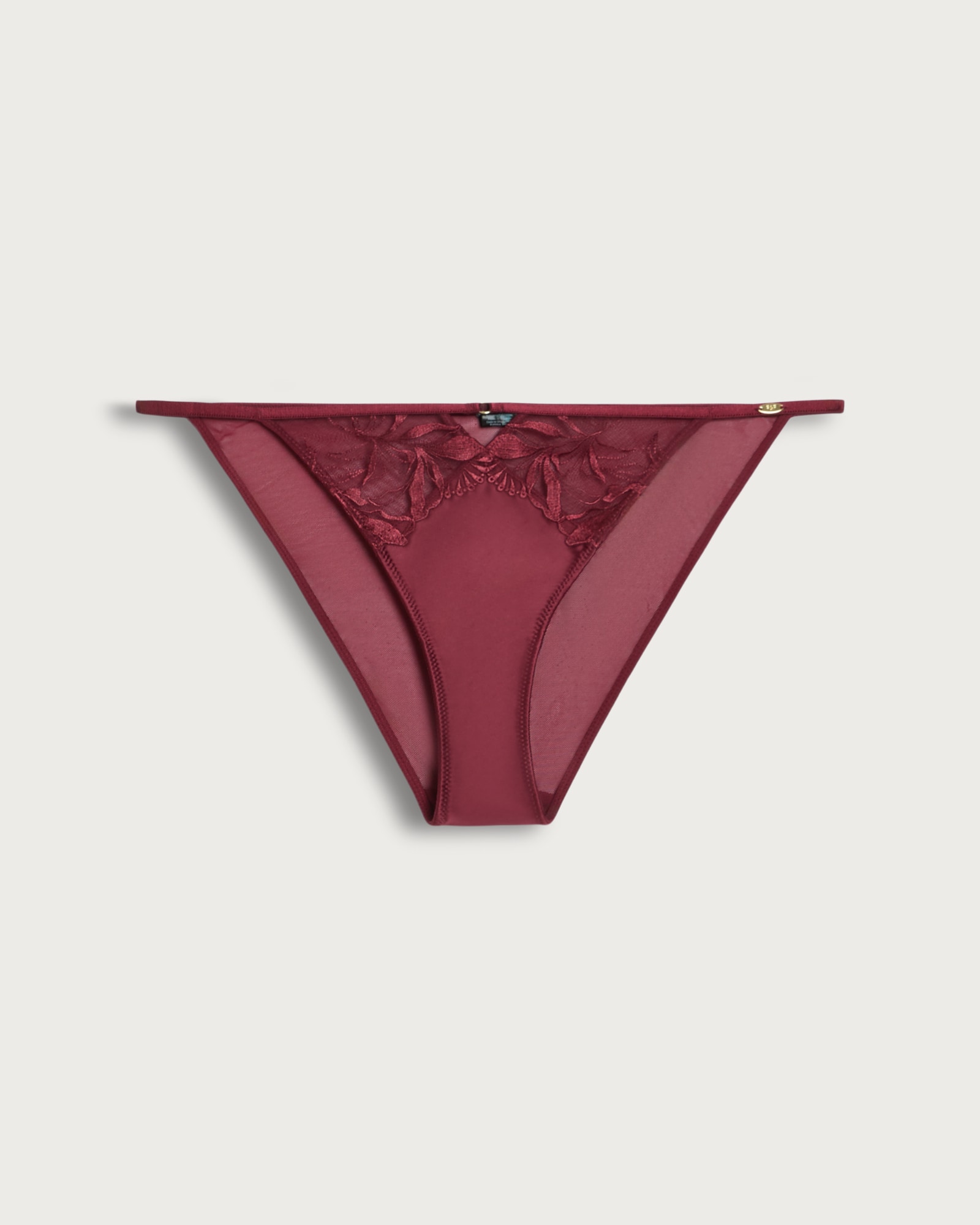 F&F Floral Lace Detail Tanga Knicker in Burgundy thumbnail 4