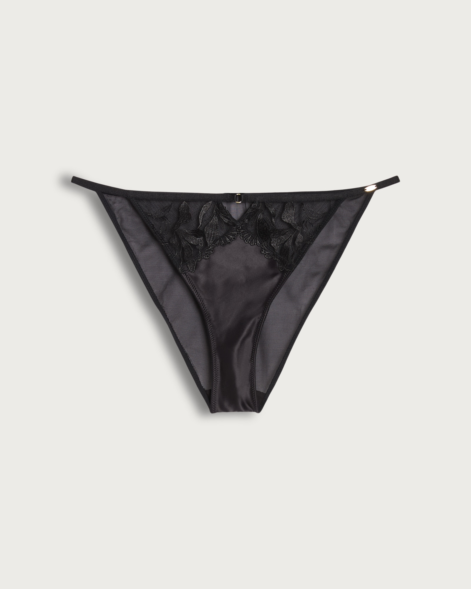 F&F Floral Lace Cut Out Tanga Knickers in Black thumbnail 4