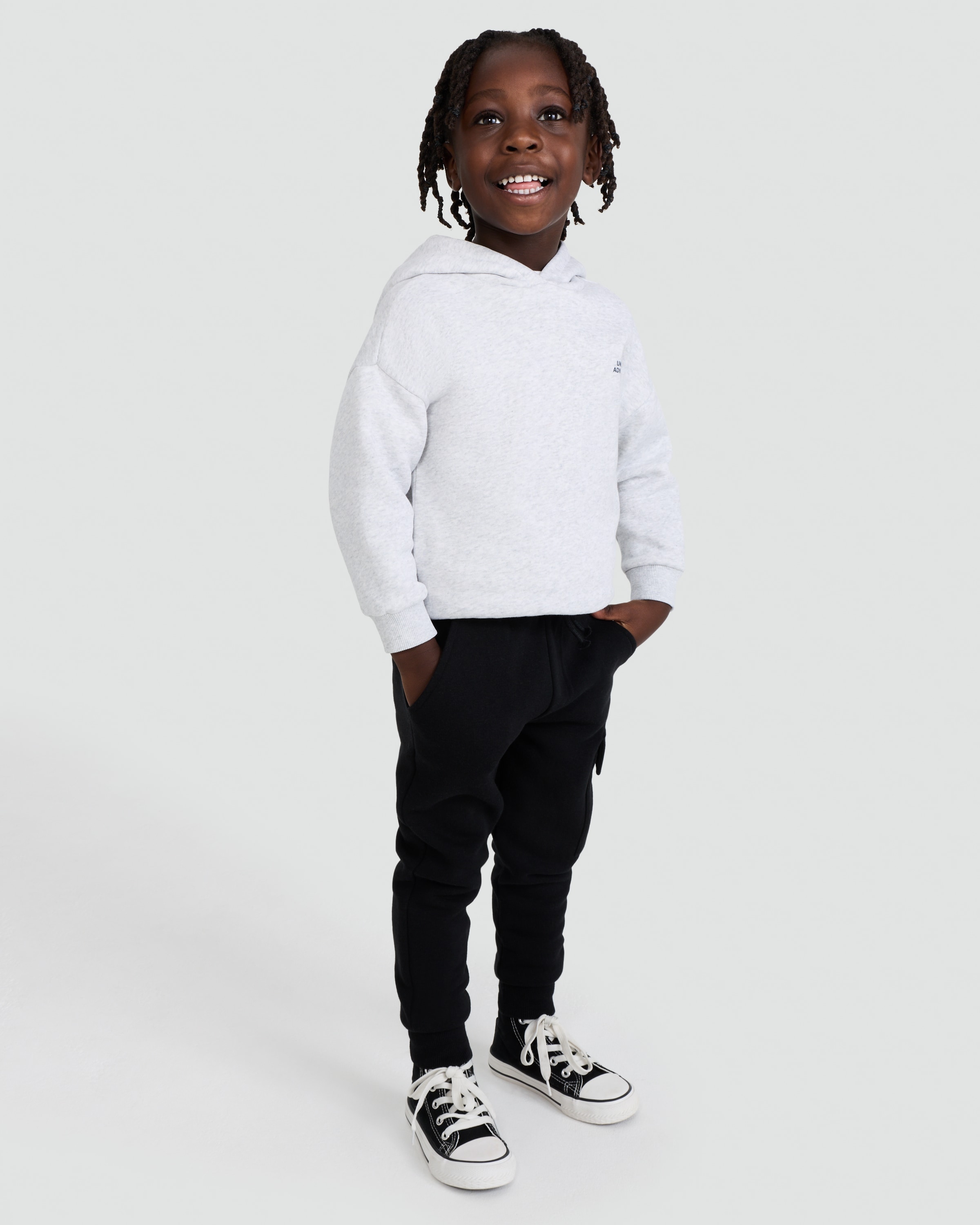 F&F Boys Cotton Rich Cuffed Cargo Joggers in Black thumbnail 2
