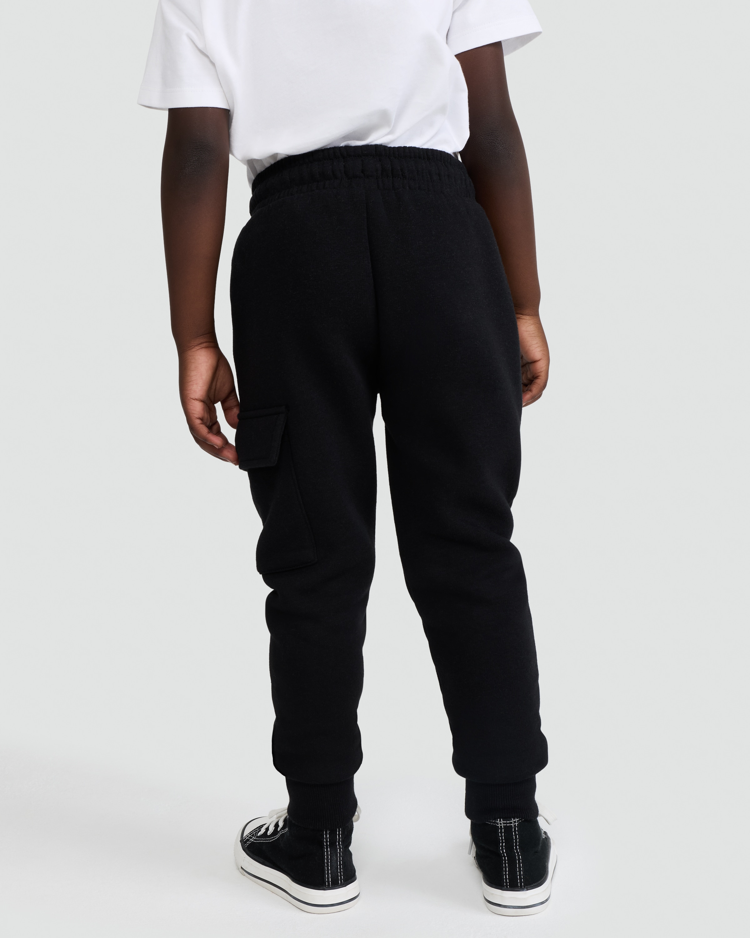 F&F Boys Cotton Rich Cuffed Cargo Joggers in Black thumbnail 4
