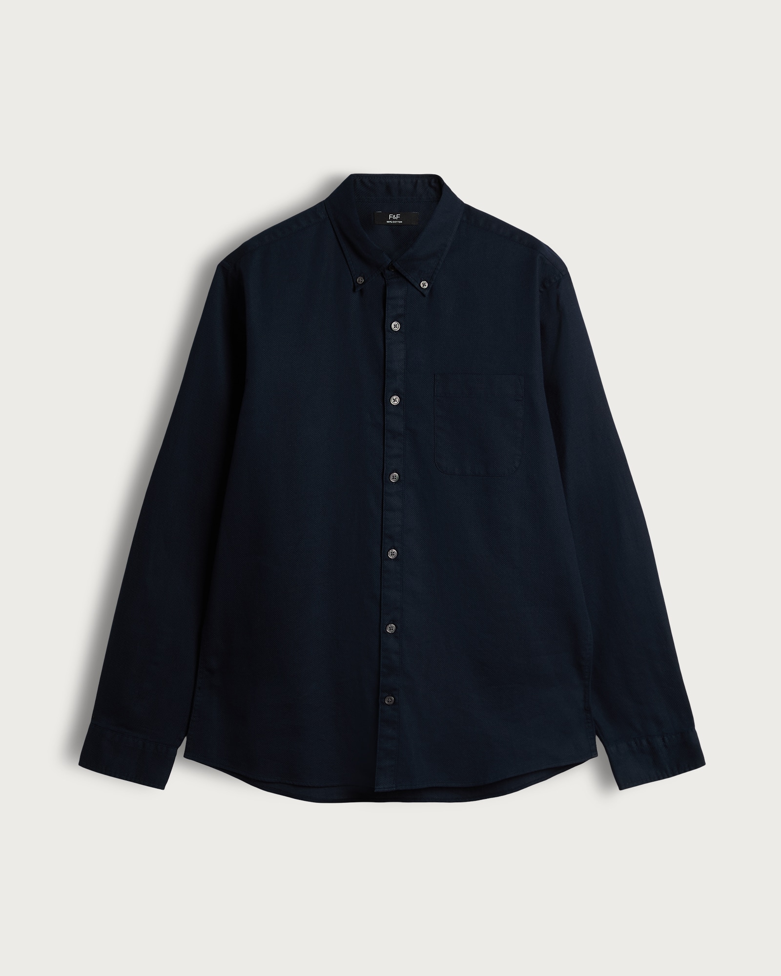 F&F Pure Cotton Slim Fit Button Down Oxford Shirt in Navy thumbnail 4