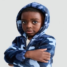 F&F Camouflage Fleece Hooded Onesie in Blue thumbnail 2