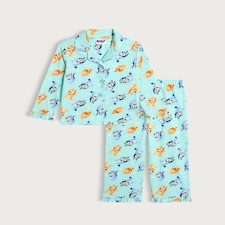 Bluey Pure Cotton Revere Pyjama Set in Green