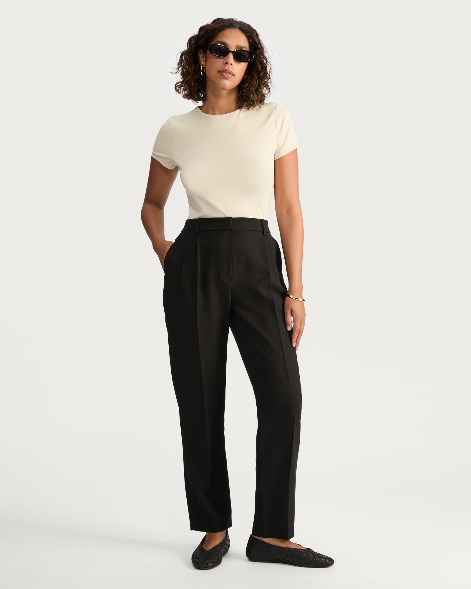 F&F Pleated Tapered Trousers in Black