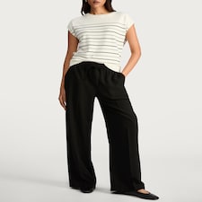 F&F Wide Leg Drawstring Trousers in Black
