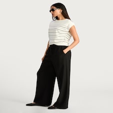 F&F Wide Leg Drawstring Trousers in Black thumbnail 3