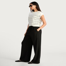 F&F Wide Leg Drawstring Trousers in Black thumbnail 3