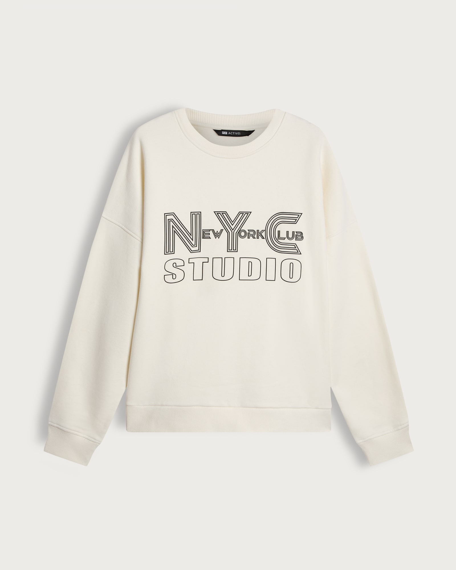 F&F Active NYC Studio Slogan Sweatshirt in Cream thumbnail 5